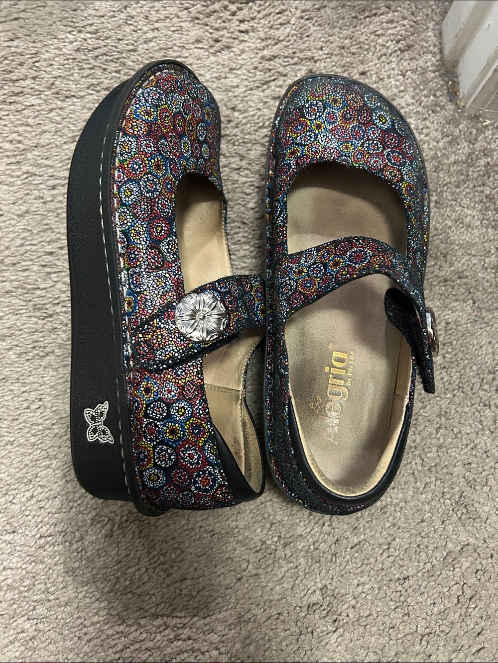 Alegria Mary Jane Shoes in Multicolor Mosaic